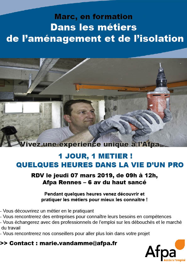 1 Jour 1 Metier Plaquiste Centre De Rennes 07 03 2019 Afpa